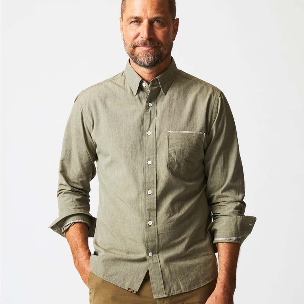 Billy Reid Twisted MSL button down olive NWT